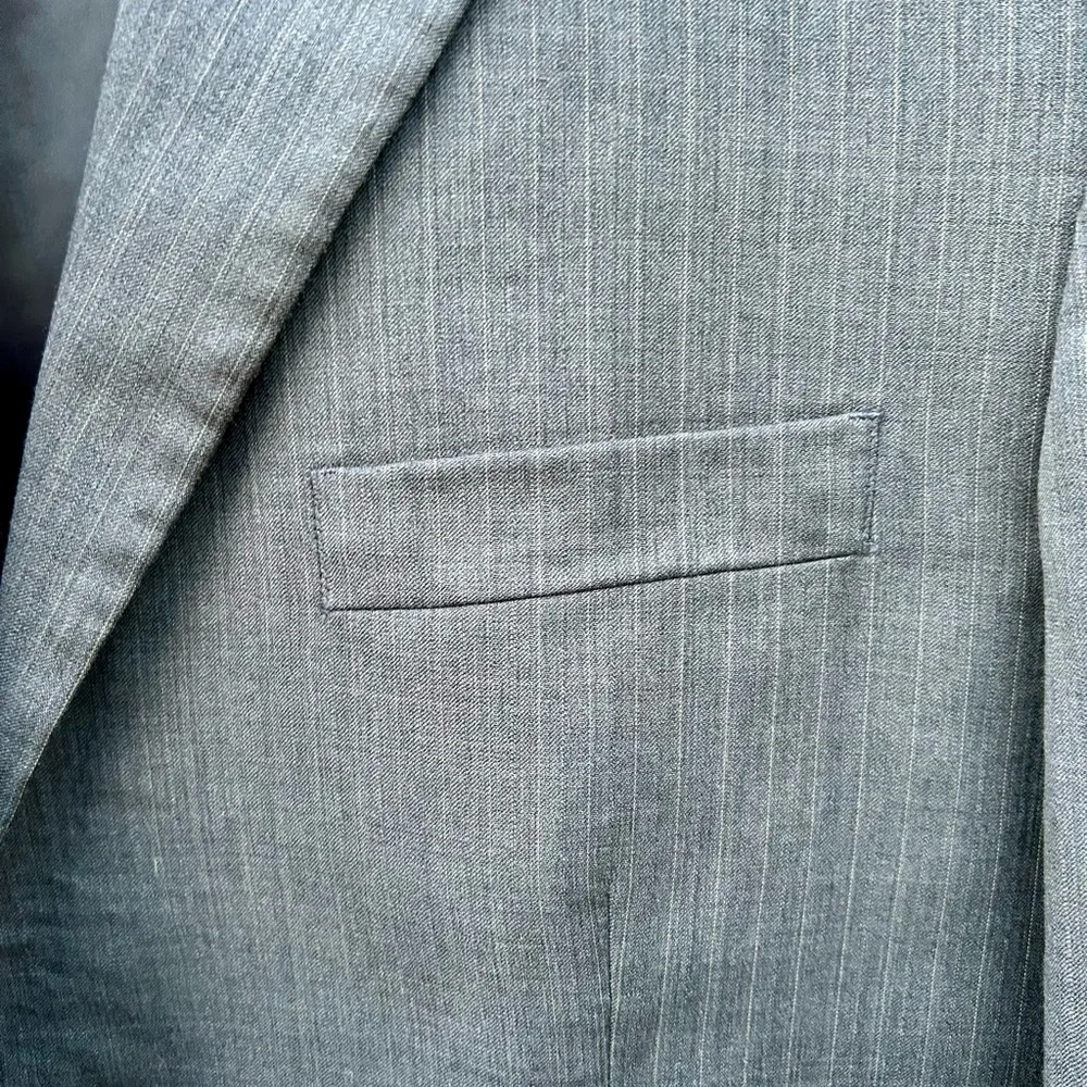 46S Joseph & Feiss Wool Blazer Gray Mens 44 Waist Pinstripes